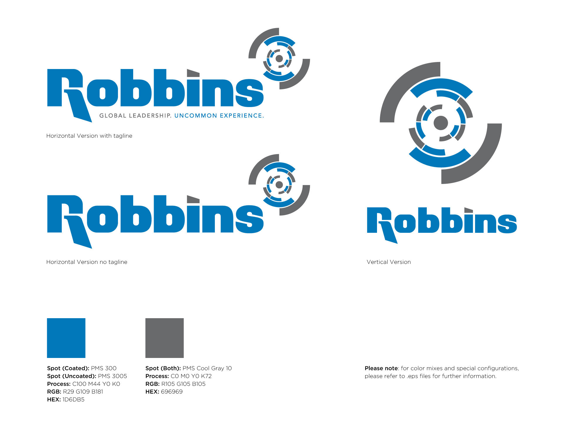 Robbins logo variations and colour system