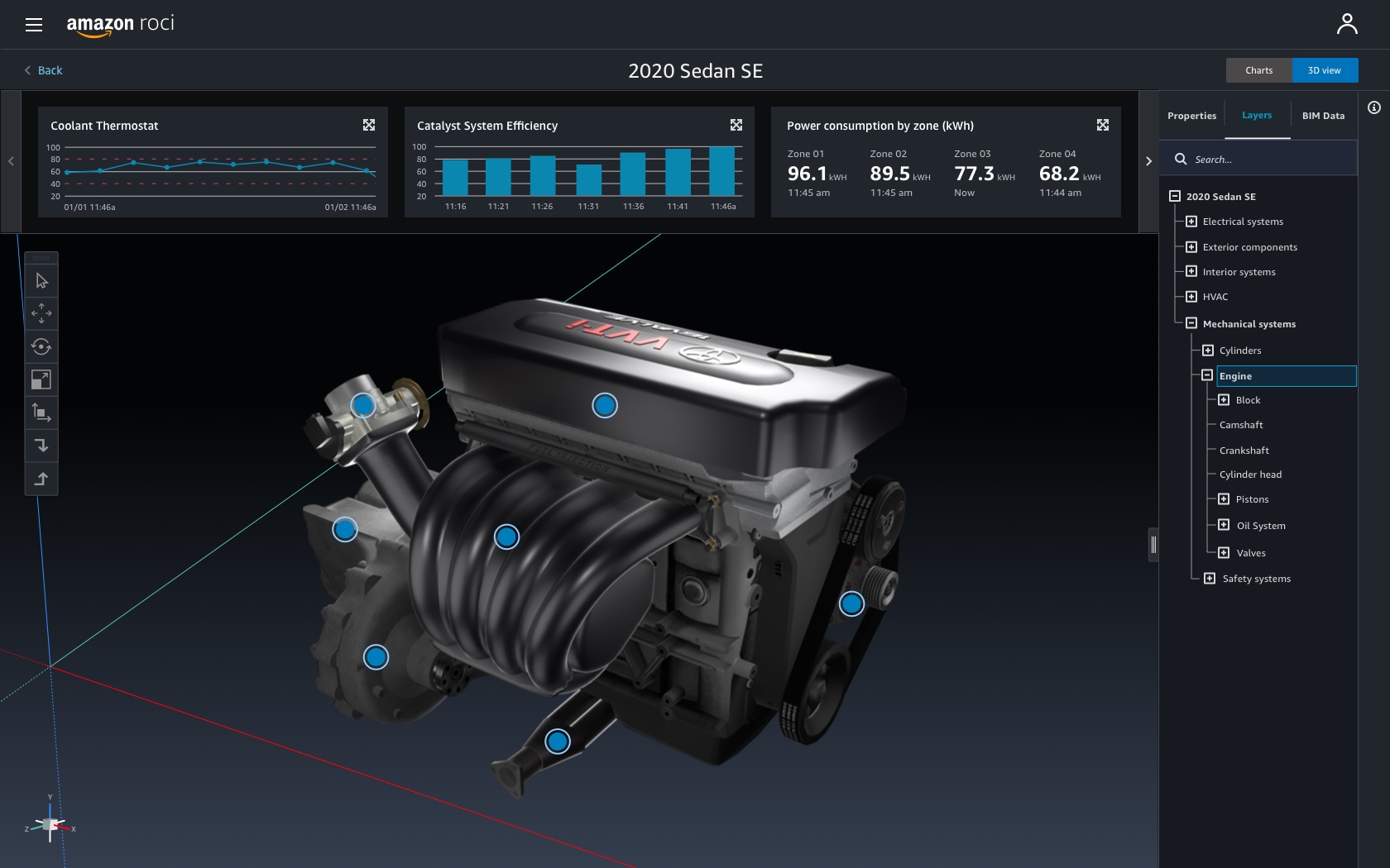 Auto app: 3D zoom to engine