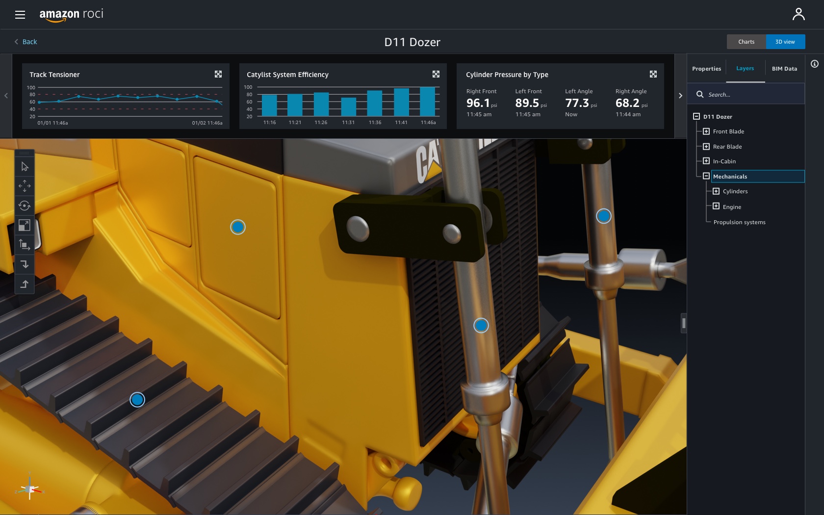 Dozer app: 3D zoom into the machine